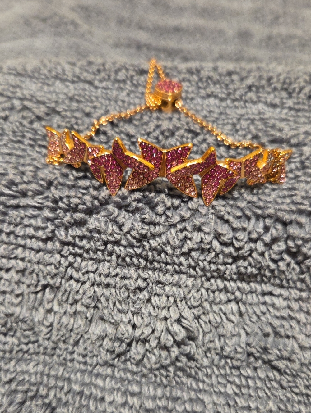 Swarovski- Gold-Tone Pink Crystal Butterfly Bracelet